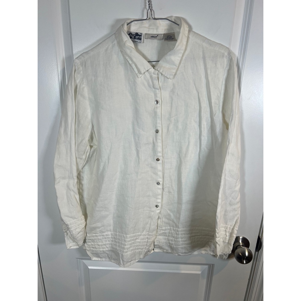 Edward Womens Button Down 100% Irish Linen White Size L